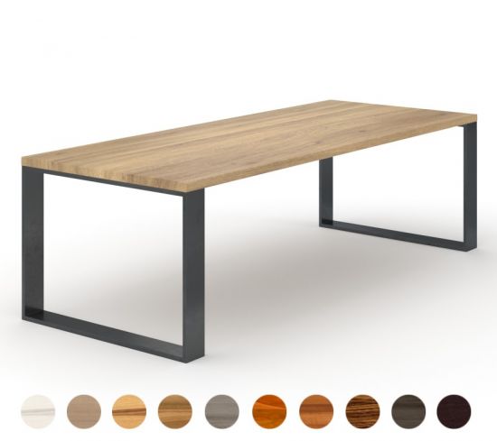 Moderner Esstisch mit Massivholz Tischplatte und Metallkufen Bremen 