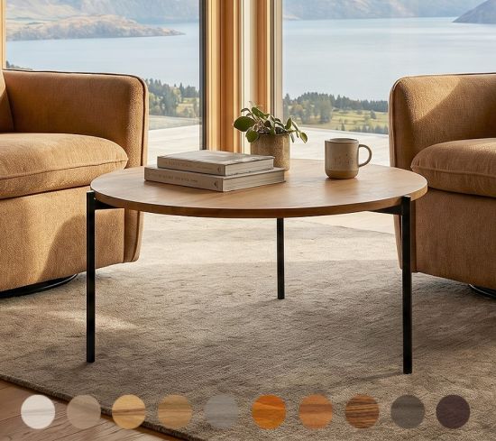 Exklusiver Couchtisch Mainz nach Mass mit Massivholz-Platte und Metallgestell - Farben/Material wählbar