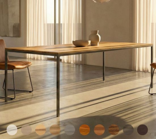 Premium Esstisch Massivholz minimalistisch mit Metallgestell Berlin 