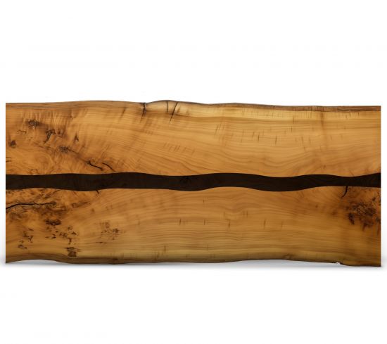 Maßgefertigte Unikat Baumscheibe aus Wildiche mit Epoxidharz