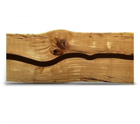 Maßgefertigte Unikat Baumscheibe aus Eiche mit Epoxidharz