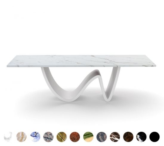 Tisch Welle mit Steinplatte und Stahlgestell individuell konfigurierbar