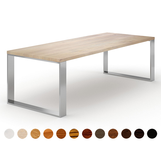 Moderner Esstisch mit Massivholz Tischplatte und Metallkufen Bremen 