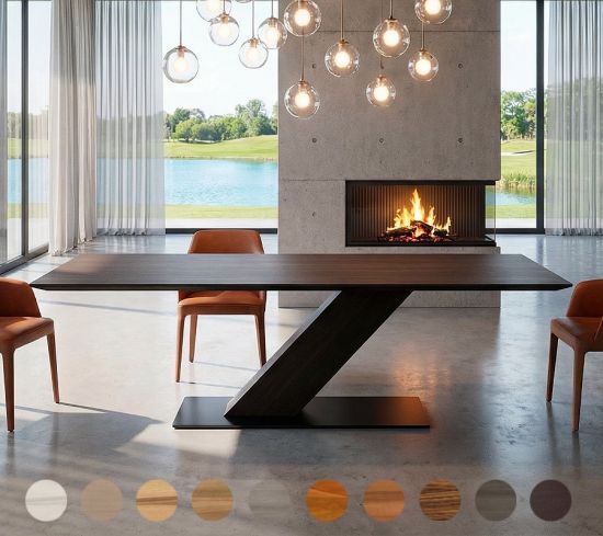 Hochwertiger Esstisch massiv mit diagonaler Säule Vollholz Diago 