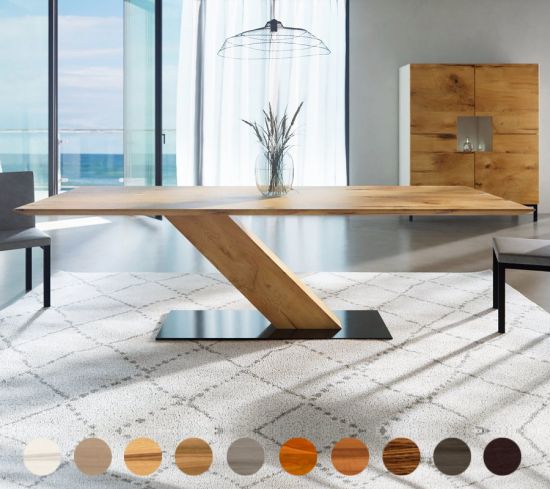 Hochwertiger Esstisch massiv mit diagonaler Säule Vollholz Diago 