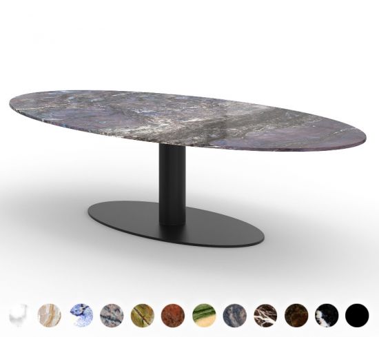 Esstisch Verona mit Naturstein nach Maß - Mittelfußgestell in verschiedenen Farben wählbar 