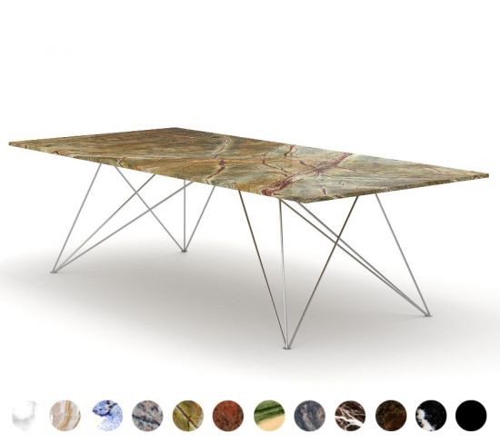 Luxus Esstisch Naturstein Tischplatte Marmor mit Metallgestell Koblenz 