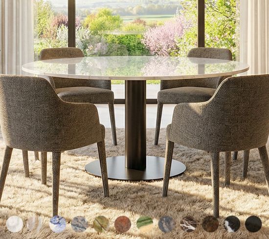 Esstisch Verona mit Naturstein nach Maß - Mittelfußgestell in verschiedenen Farben wählbar 