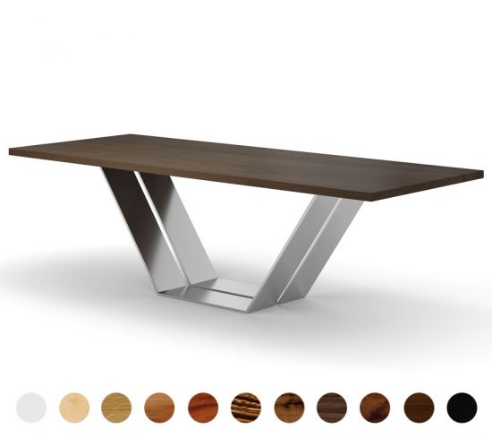 Massiv gefertigter Esstisch Modell Valencia mit Metall-Tischgestell individuelle Maßanfertigung