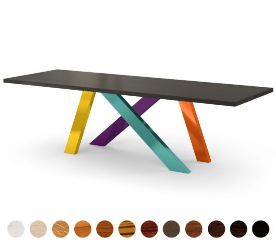 Massivholz Tisch Aachen mit Stahlgestell zur individuellen Konfiguration