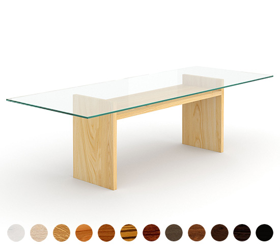 Esstisch Glas Tischplatte massives Holz Dresden 