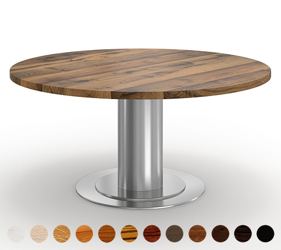 Premium Esstisch Massivholz mit runder Mittelsäule Barcelona 