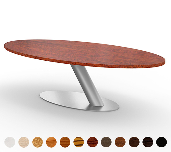 Esstisch mit Massivholz Tischplatte und diagonaler Säule Vigo 