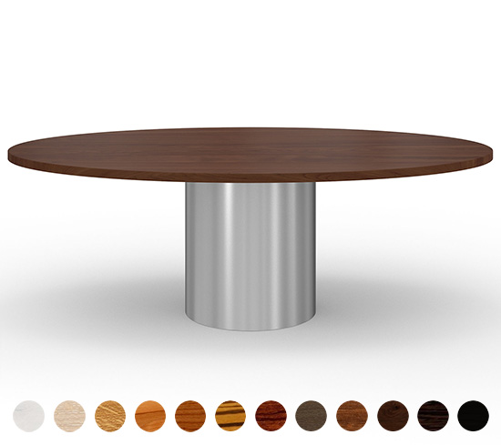 Esstisch Lancy nach Mass mit Vollholzplatte und Metallgestell 