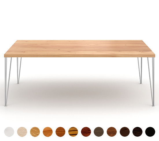 Deluxe Holztisch Massivholz mit Metall Pins Piemont 