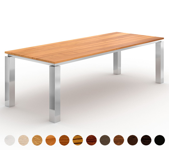 Deluxe Esszimmertisch mit Massivholz Tischplatte und Metallgestell New York 