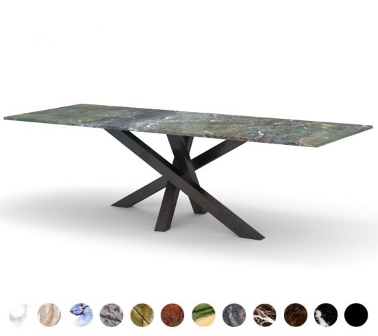 Esstisch Natursteinplatte Granit Kreuzgestell Metall konfigurieren Onex 