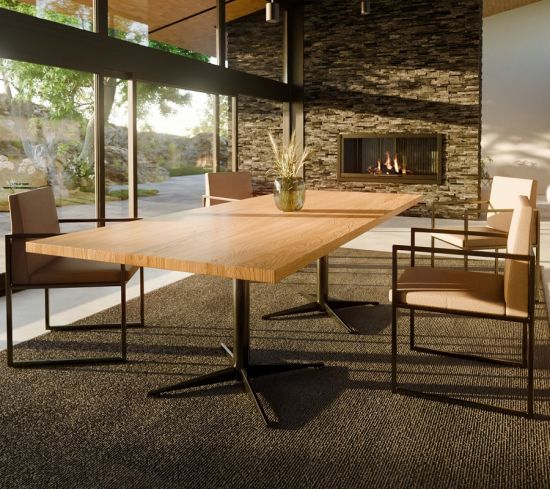 Esstisch aus Massivholz in verschiedenen Hölzern wählbar, Metallgestell Farbe variabel- Modell Celle