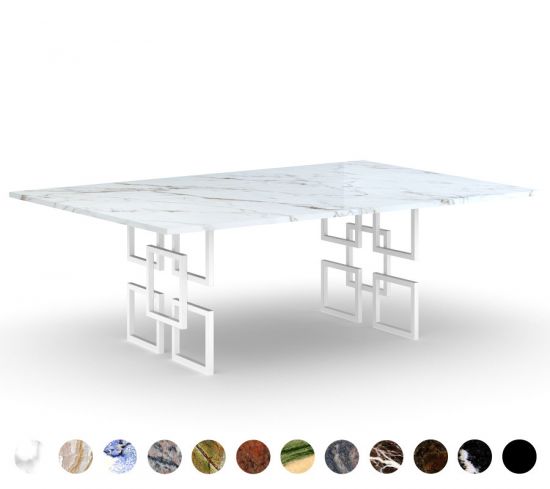 Exklusiver Wangentisch Marmor Granit Tischplatte nach Maß Retro Untergestell Parma 