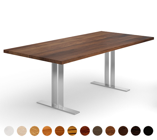 Moderner Esstisch Holz massiv mit Metallgestell Mandal 