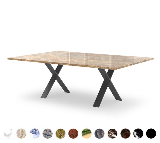 Designer Esstisch Marmor X-Gestell nach Maß Phoenix 