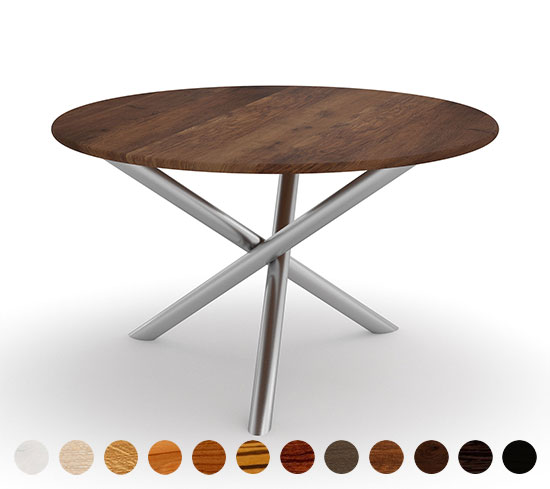 Runder Esstisch nach Maß mit Massivholz Tischplatte Sevilla 