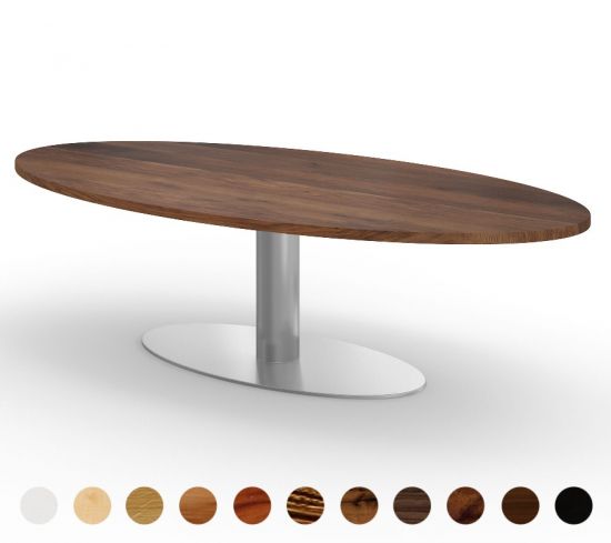 Premium Esstisch Massivholz oval/rund mit Mittelfuß Verona 