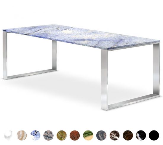 Esszimmertisch mit Metall Kufen und Marmor Natursteinplatte Bremen 