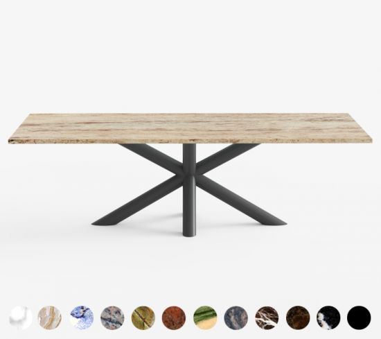 Tisch Kingston mit Steinplatte und Stahlgestell individuell konfigurierbar