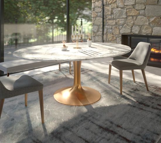 Runder Luxus Esstisch Naturstein Marmor Tulpe nach Maß 