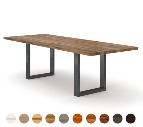 Esstisch Deluxe mit Echtholz Tischplatte und Metallkufen Ulm 