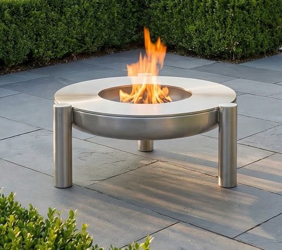 Kombinierte Feuerschale mit Grillring aus Edelstahl