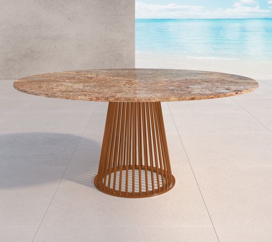 Gartentisch mit Kreuzgestell aus Rohr in Edelstahl oder farbig lackiert