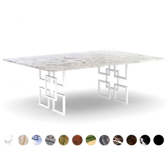 Stylischer Gartentisch mit geometrischen Metallwangen