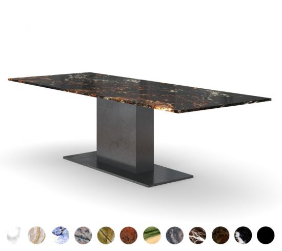 Säulentisch Edelstahl Naturstein Tischplatte Kilkenny 