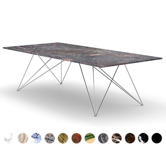 Filigraner Outdoor Tisch mit Hairpins aus Stahl oder Edelstahl