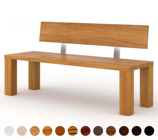 Rustikale Sitzbank mit Lehne aus Massivholz bequem auf Maß gestalten - Chicago