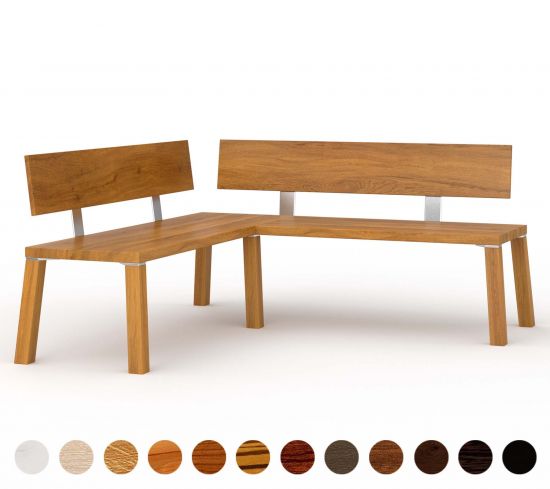 Emden - solide Bank mit Lehne aus Holz und Metallverbinder bequem online konfigurieren