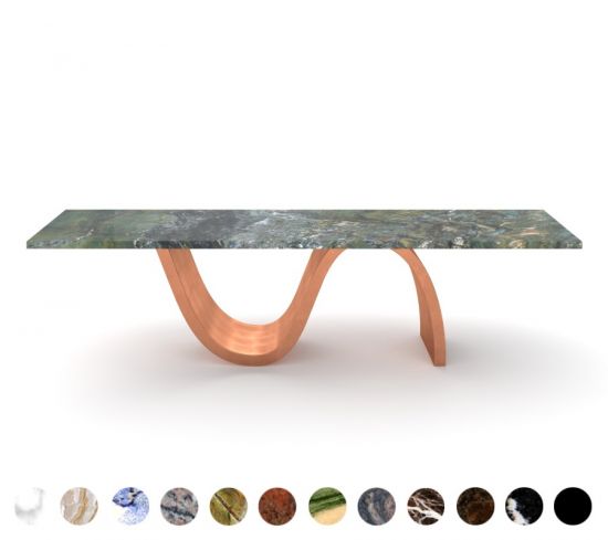 Tisch Woge mit Steinplatte und Stahlgestell individuell konfigurierbar