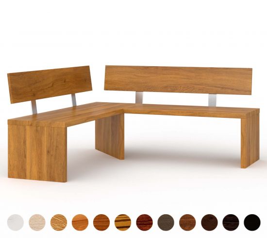 Eckbank Oslo mit Lehne nach Maß - 40 Massivhölzer zur Auswahl - Metall Farbe wählbar