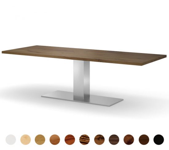 Designer Esstisch massive Holzplatte und Mittelfuss aus Metall Venedig 