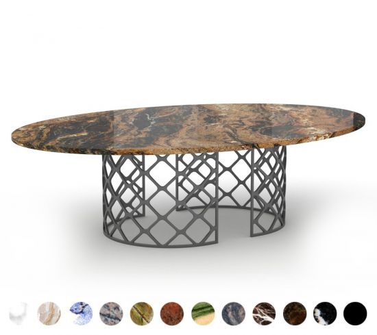 Marmor Couchtisch Stein Granit Metall Denver 