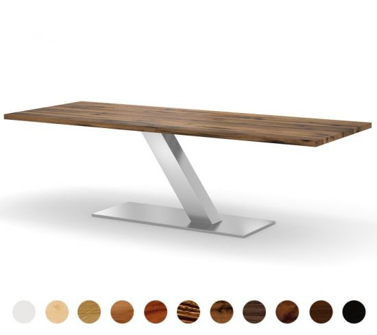 Massiver Esstisch mit Holzplatte und diagonalem Mittelfuß Vancouver 