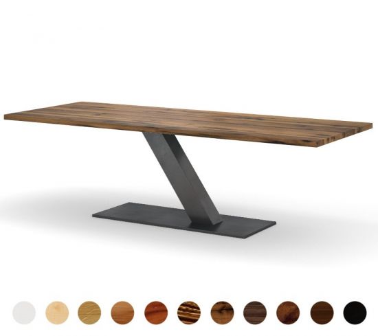 Massiver Esstisch mit Holzplatte und diagonalem Mittelfuß Vancouver 