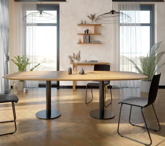 Moderner Esstisch Massivholz mit Tischsäulen Corona 