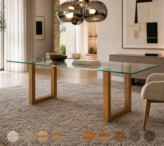 Esstisch Glas modern Massivholz rustikal Omega 