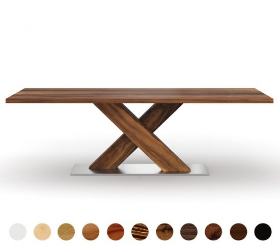 Danzig - Massiver Couchtisch aus 40 verschiedenen Hölzern konfigurierbar - Bodenplatte Farbe wählbar