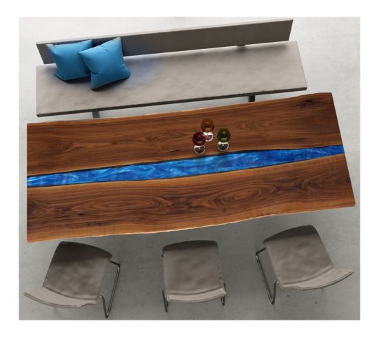 Tischplatte Nussbaum Stamm Epoxid 1 Unikat Baumscheibe