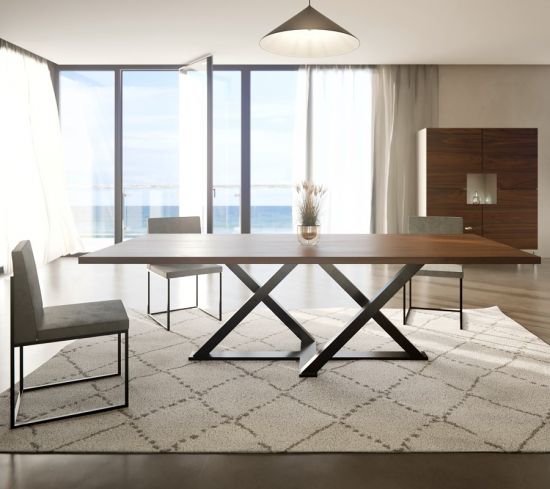 Esstisch massive Holzplatte und X-Gestell Castello Branco 