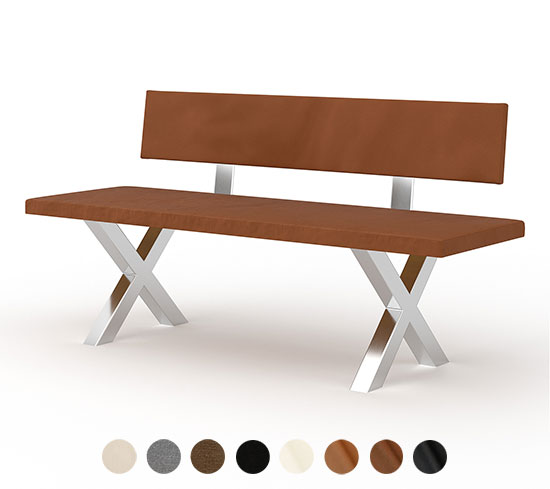 Sitzbank Polster Metall mit Lehne Halifax 